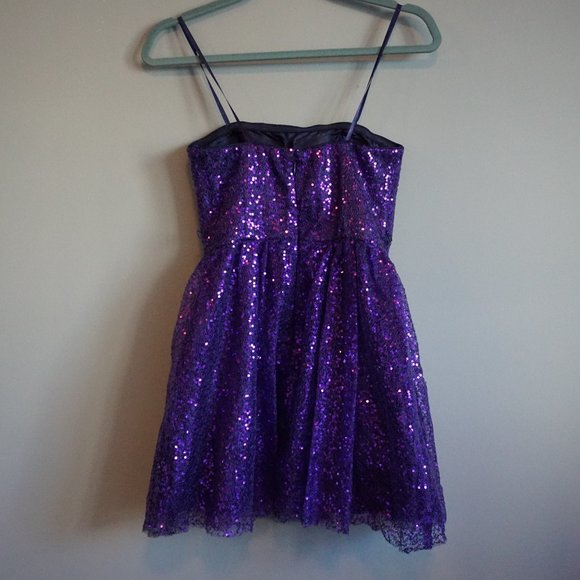 Hailey Logan by Adrianna Papell Purple Sequins Strapless Bodice Dress size 3/4 - Picture 6 of 10
